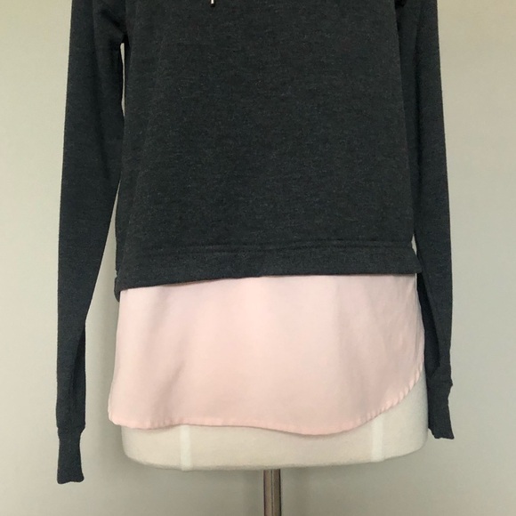 CALIA Drop Tail Mixed Media Gray & Pink Hoodie, Sm - Picture 3 of 10